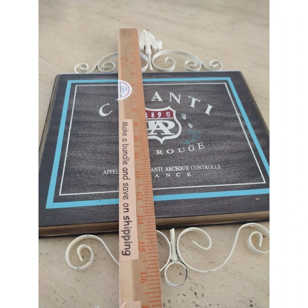 Vintage Chianti Vin Rouge Decor Plaque Wine‎ Decor France Metal Wood France